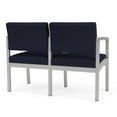 thumbnail image 5 of Lesro Lenox Steel Fabric 2-Seat Waiting Room Guest Reception Chair in Silver/Open House Navy, 5 of 5