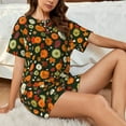 thumbnail image 4 of Vsdgher Pyjama Motif Citrouilles de Récolte pour Femmes Ensemble de Nuit 2 Pcs Manches Courtes, Ensemble de Pyjama Doux d'Été Ensemble de Détente Décontracté, 2 Pcs Pj-Grand, 4 of 6