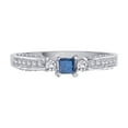 thumbnail image 2 of KATARINA Three Stone Diamond Engagement Ring with Princess Cut Blue Center Diamond in 14K White Gold (1 cttw), 2 of 5