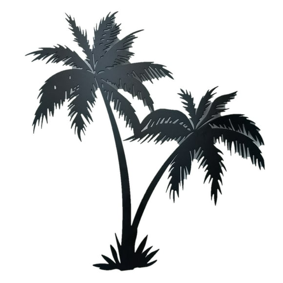 BookishBunny Handmade Palm Tree 16 Wrought Iron Wall Art Home Decor Tropical Beach Decoration Plaque Metal Art, 2mm thick (16 inches Two Palms)