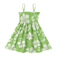 thumbnail image 2 of Ttyddzy Woman' Casual-Dresses Sleeveless Camisole A-Line Dress for 2Y-7-8Y，Green White-flower, 2 of 8