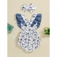 thumbnail image 4 of Musuos Newborn Girl Summer Jumpsuit 0-18Months Duck Print Ruffles Sleeve Romper and Headband Set Baby Cute Clothes Outfits, 4 of 8