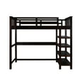 thumbnail image 4 of Wood Loft Bed with Storage Shelves and Desk, Storage Shelf, Full-Length guardrail, Space-Saving Design with Bookcase, No Box Spring Needed, 4 of 7
