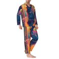 thumbnail image 2 of Lsque Neon Rabbit In Archway Pattern Long Sleeve Pajama Set for Men - Soft 2-Piece Sleepwear and Loungewear Set with Pockets, Comfy Nightwear-Small, 2 of 7
