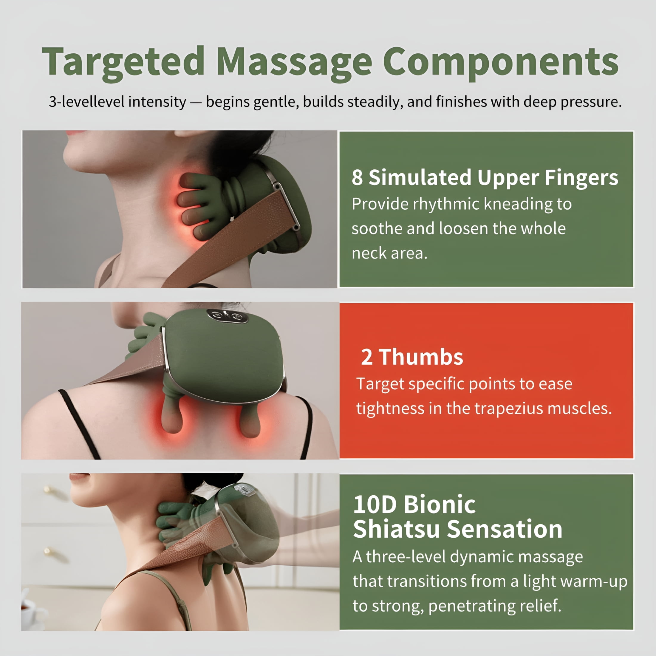 XIRQI Shiatsu Neck And Back Massager, 4D Kneading Neck And Shoulder Massager, Bionic Neck And Shoulder Massager with Heat, Real Touch Therapy Neck Massager