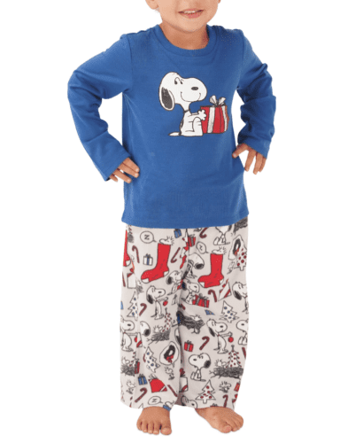 Munki Munki Boys Peanuts Snoopy Shirt & Pants Holiday Pajama 2PC Set ...