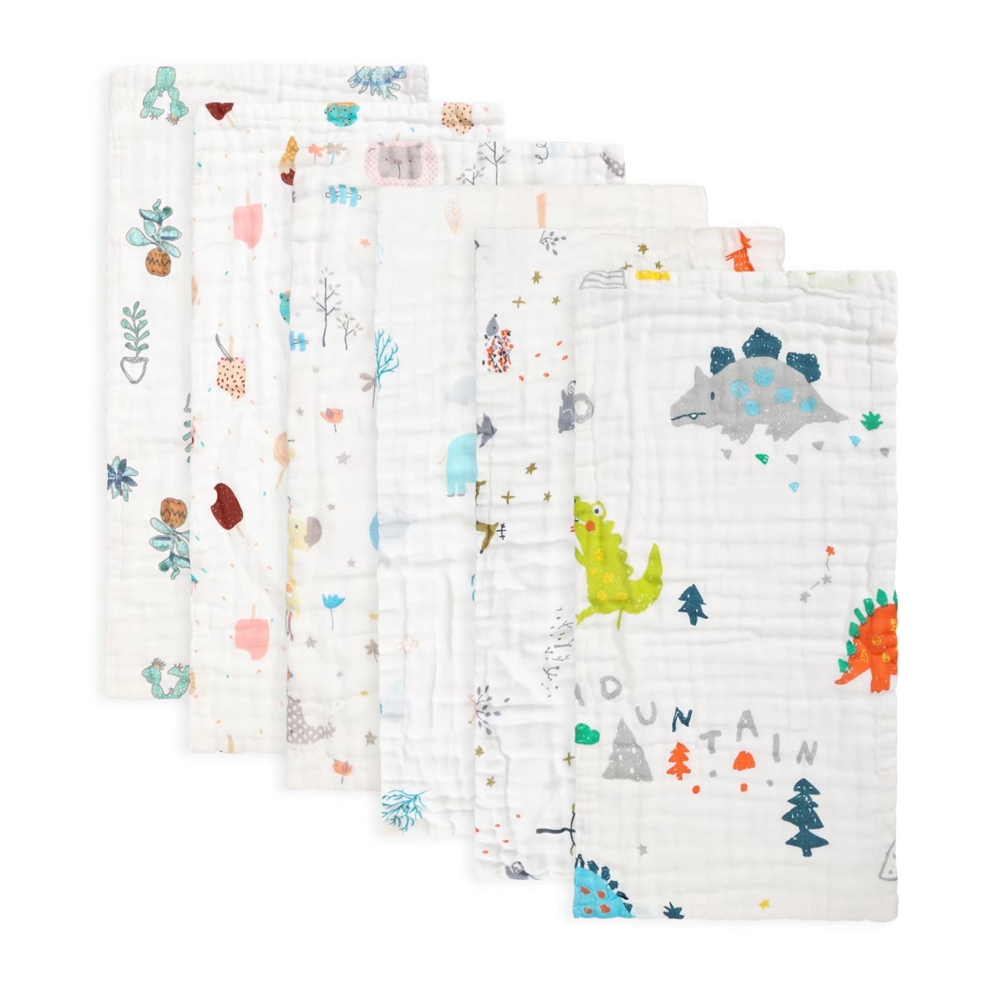 Muslin Baby Burp Cloths 6 Pack Premium Cotton Burping Rags for Newborn Ultra Soft and Absorbent Unisex Spit up Rags for Boys and Girls 20'' x 10''