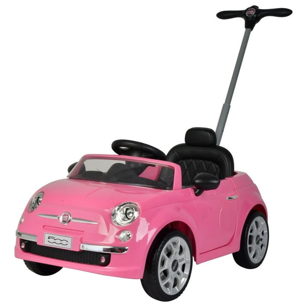 Best Ride On Cars Poussette de voiture 2 en 1 Fiat 500 pour bébé, rose 