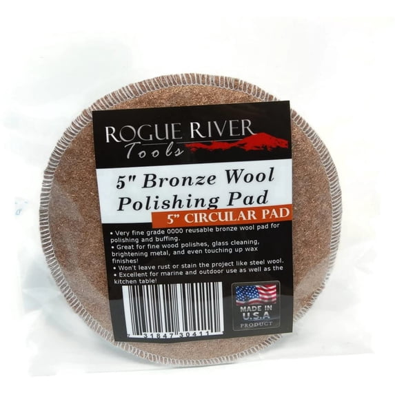 Bronze Wool Polishing Pad 5" Circular Fine - by Rogue River Tools. - Polishing, Buffing, Finishing, & Cleaning! Made in the USA.