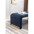 thumbnail image 5 of Loveseat Ottoman, Modern Boucle Upholstered Footstool Shoe Bench with Solid Wood Frame and Golden Metal Legs, Entryway Bedroom Bench End of Bed Bench for Living Room, Support Up to 200lbs, Dark Blue, 5 of 7
