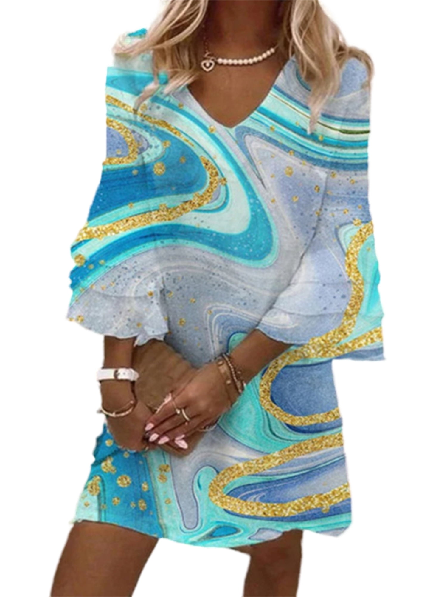 Niuer Ladies Tunic Patchwork T Shirt 