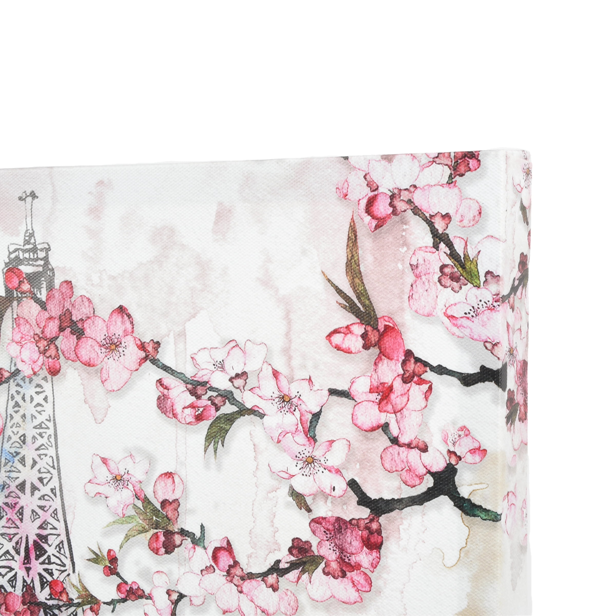 Prinz Cherry Blossoms in Paris 15.5" x 19.5" Floral Canvas Art Print, Wall Decor for Bedroom, Living Room