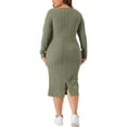 thumbnail image 3 of Vestido Plus Size Agnes Orinda para Mujeres Elegante Envoltura Cuello en V Manga Larga Con Abertura Midi Con Cinturón 4X Verde, 3 of 5