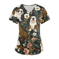 thumbnail image 6 of WTOBBY Plus Size Women's Short Sleeve Printed Scrubs Set, V-Neck with Pockets, Animal Floral Design, 2-Piece Nursing Uniform, Medical Workwear for Healthcare Workers,Brown XL, 6 of 6