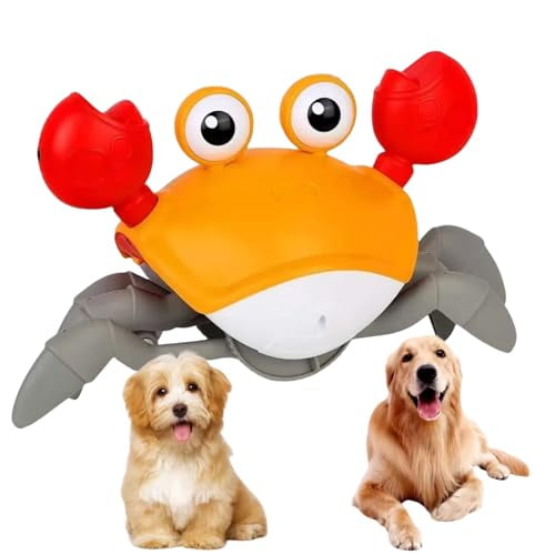 Crawling Crab Dog Toys with Obstacle Avoidance Sensor & Music Sounds,Lights for Dogs,Dancing Crab Toys Gifts for Puppy Small Medium