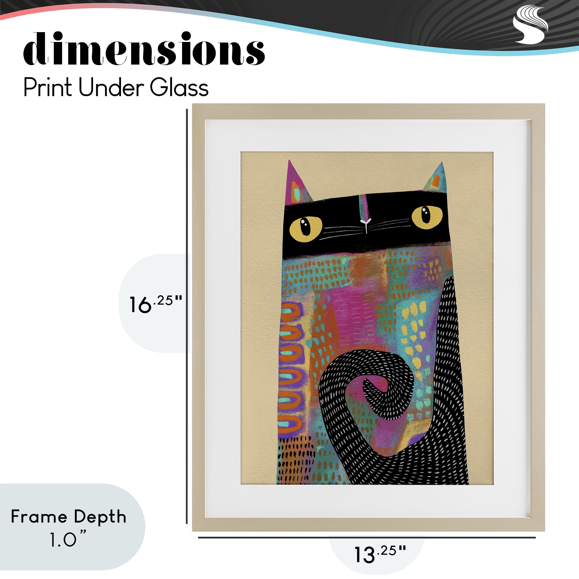 Stupell Industries Stylized Colorful Cat Birch Framed Print Under Glass, design by Gabriela Avila