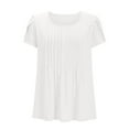 thumbnail image 4 of aohooy Petal Sleeve Tshirt for Women Summer Dressy Casual Crew Neck Shirts Solid Blouse Pleated Tunics to Wear with Leggings 2025 White,S, 4 of 9