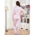 thumbnail image 6 of HEARTNICE Women Satin Pajamas Set, Long Sleeve Silk Pajamas for Women Striped Button Down 2-Piece Pj Set （Light Pink Stripe, Large）, 6 of 6