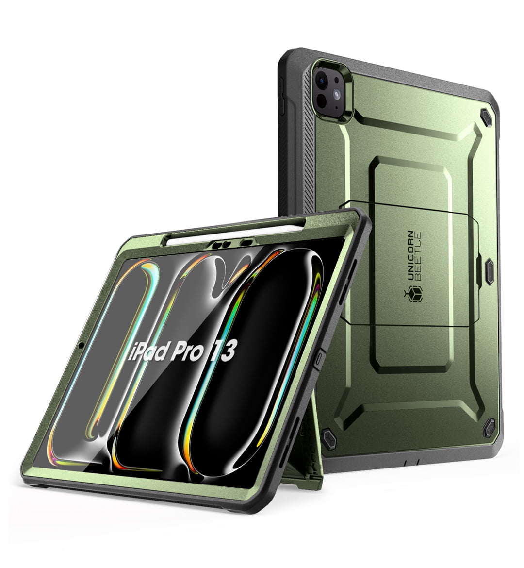 SUPCASE for iPad Pro 13 Inch Case M4 2024 7th Generation with Pencil Holder (Unicorn Beetle Pro), [Built-in Screen Protector & Stand] Full-Body Rugged Cover for iPad Pro 13 Inch M4 2024 7th Gen, Green