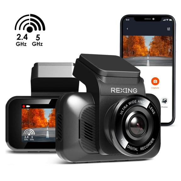 Rexing V55 Dash Cam with 4K Modular Capabilities, 5.0 GHz Wi-Fi, and GPS Car Dash Camera Recorder