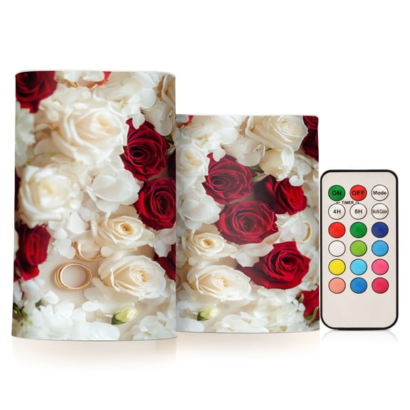 BZSMCE Flameless Candles LED Lights Roses and Gold Rings Creativity Battery Candles