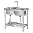 thumbnail image 1 of GloryStar Utility Sink with Workbench and Rack, Deep Stainless Steel Basin, Comes with Faucet and Complete Hot & Cold Water Plumbing, for Laundry, Kitchen, Garage, Workshop, or Outdoors, 1 of 7