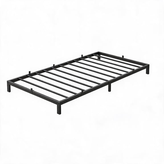 TacleeKii Metal Platform Bed Frame 8 Inch Sturdy Quiet Under-Bed Storage Easy Assembly Modern Black Twin