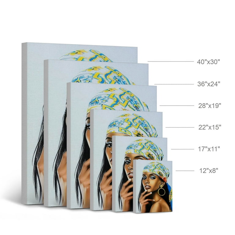 Smile Art Design Black African Beautiful Woman Painting Canvas Print Art  Wall Decor Artwork African American Wall Art for Living Room Bedroom Home