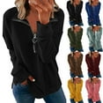 thumbnail image 3 of Women's Zipper Pullover Long Sleeve Blouse Tops Sweatshirt Loose Fit Casual Pullover Tops, 3 of 3