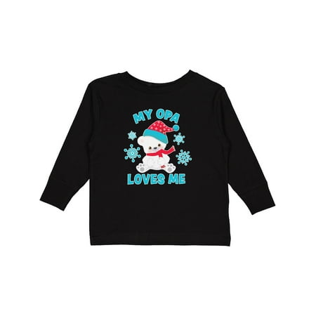 

Inktastic Polar Bear My Opa Loves Me in Santa Hat with Snowflakes Boys or Girls Long Sleeve Toddler T-Shirt