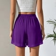 thumbnail image 4 of Chiffon Shorts for Women Bermuda Short Pants 7 Inch Inseam Baggy High Waisted Shorts Summer Cropped Boho Wide Leg Bottoms Purple 2XL, 4 of 5