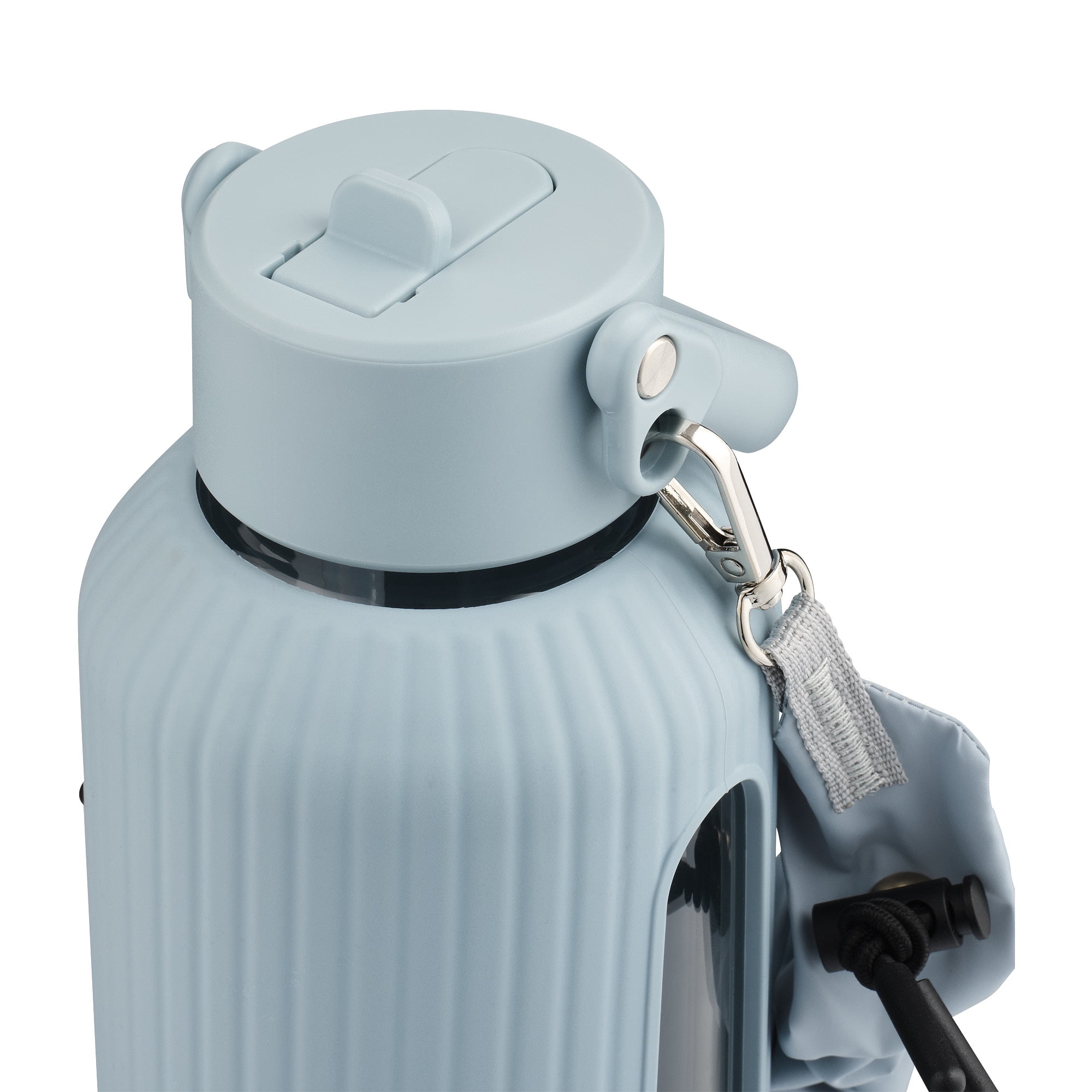 Mary Lawless Lee x TAL 32oz Glass Vista Water Bottle with Ribbed Sleeve and Strap, Blue