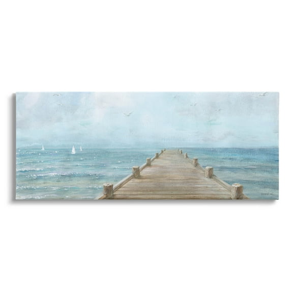 Stupell Industries Waterfront Pier Coastal Ocean View Painting Gallery Wrapped Canvas Print Wall Art, Design by Danhui Nai