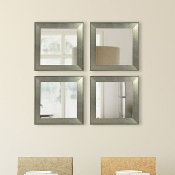 Rayne Mirrors Rayne Brushed Silver Square Wall Mirror Set