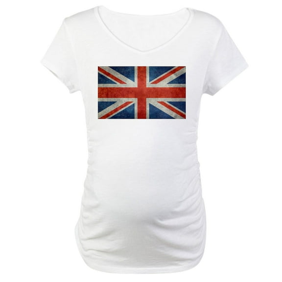 CafePress - UK British Union Jack Flag Retro Maternity T Shirt - Cotton Maternity T-shirt, Cute & Funny Pregnancy Tee