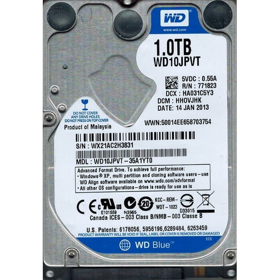 Western Digital WD10JPVT-35A1YT0 DCM: HHOVJHK 1TB