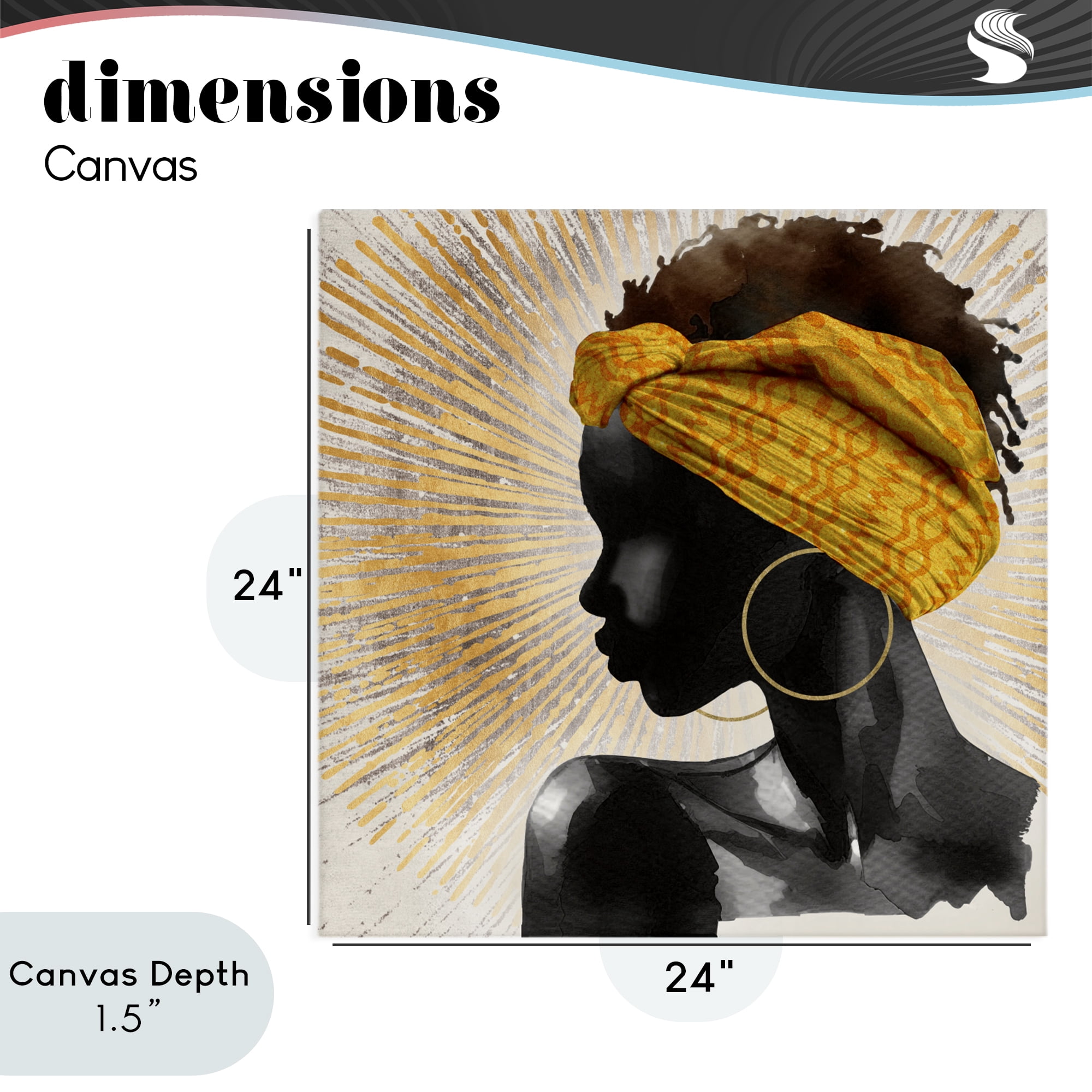 Stupell Industries Golden Sunburst Profile with Headwrap Canvas Wall Art, design by CAD Designs
