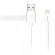Macally Apple Certified USB-A To Lightning Cable With Tangle Free & Cable Management For iPhone - White 6ft
