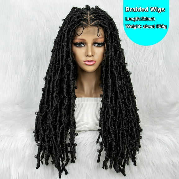 Triangle Knotless Dreadlocks Box Braiding Wigs Full Lace Lock Wig for Women 20 Inches Lace Front Box Braided Wigs(1B Color)