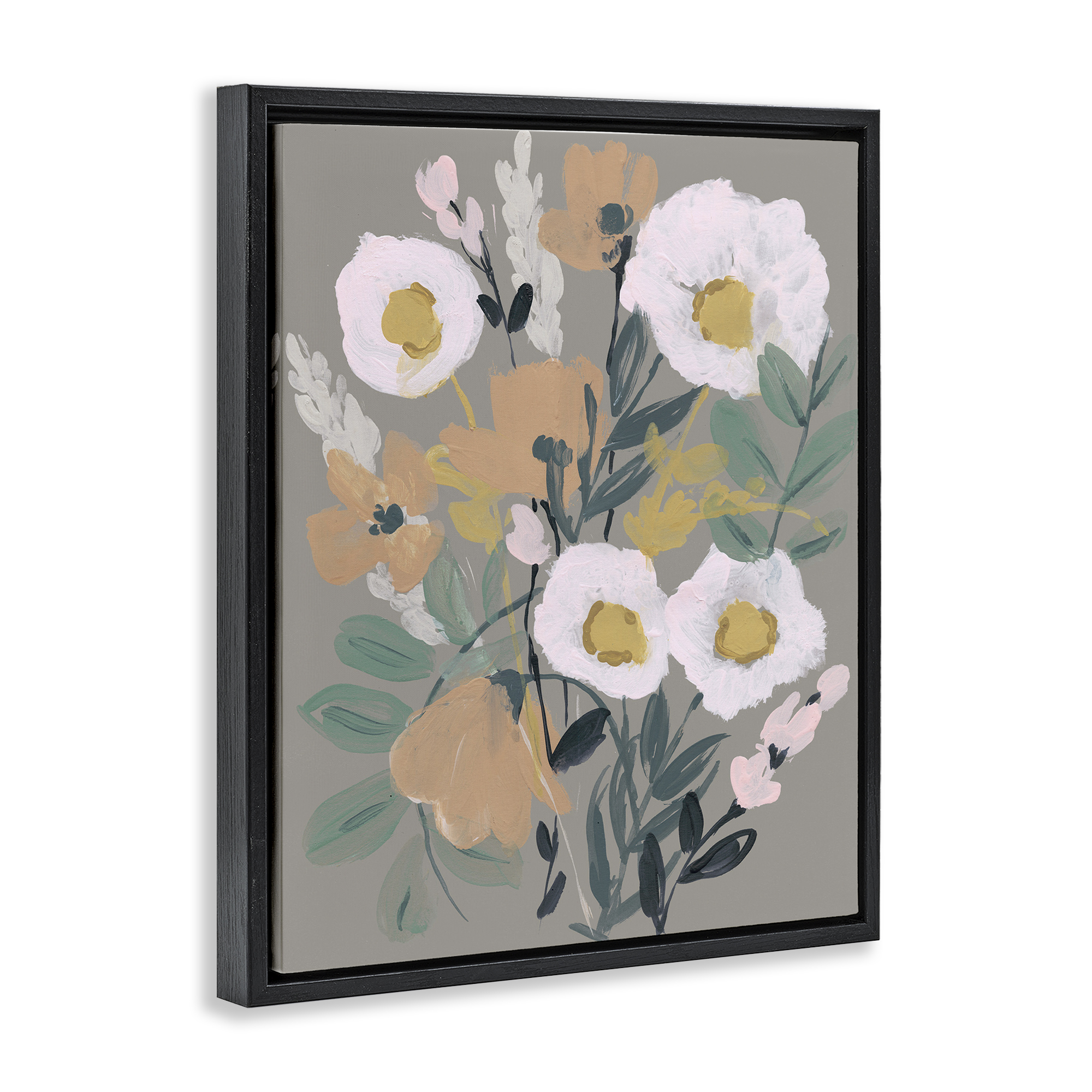 Stupell Industries Modern Poppies Collage Botanical & Floral Painting Black Floater Framed Art Print Wall Art, 17 x 21