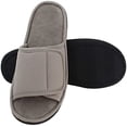 thumbnail image 1 of Men Washable Microfiber Suede Adjustable Memory Foam Home Open Toe Indoor Slippers, 1 of 7
