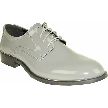 

Tab Men Formal Dress Shoes Tuxedo Gray Patent Lace Up Oxford Wrinkle Free 14M