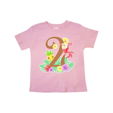 

Inktastic Tropical second birthday party parrot pineapple Gift Toddler Boy or Toddler Girl T-Shirt