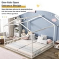thumbnail image 5 of Bellemave Double Twin Floor Bed for 2 Kids, Wood Montessori Floor Bed Frame with Safety Guardrails, Low‑Profile House‑Shaped Design, No Box Spring Needed for Toddlers Boys and Girls Teens, White, 5 of 13