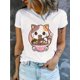 thumbnail image 1 of Cute Ramen Cat Graphic Tee for Women - Soft Cotton Blend, Short Sleeve, Round Neck - Perfect for Summer & Casual Wear, 1 of 6