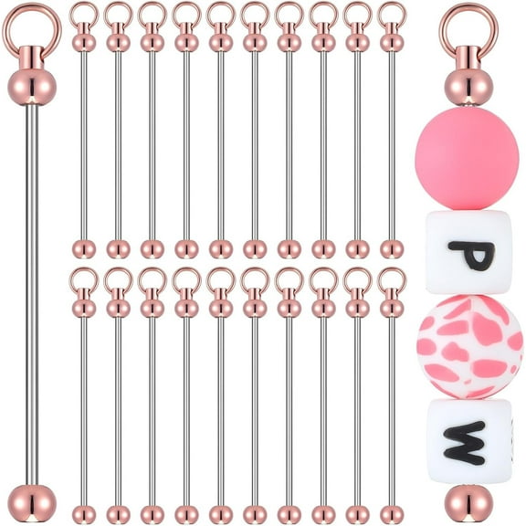 ITSELFER 10pcs Blank Beadable Keychain Bars Metal Bead Keychain Bar Charms Metal Bar Links for DIY Craft Jewelry Making Projects