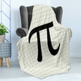 thumbnail image 4 of Pi Soft Flannel Fleece Blanket, School Mathematics Themed Constant Number Sign on Plaid Notebook Look Backdrop, Cozy Plush for Indoor and Outdoor Use, 60" x 80", Charcoal Grey Ivory, by Ambesonne, 4 of 5