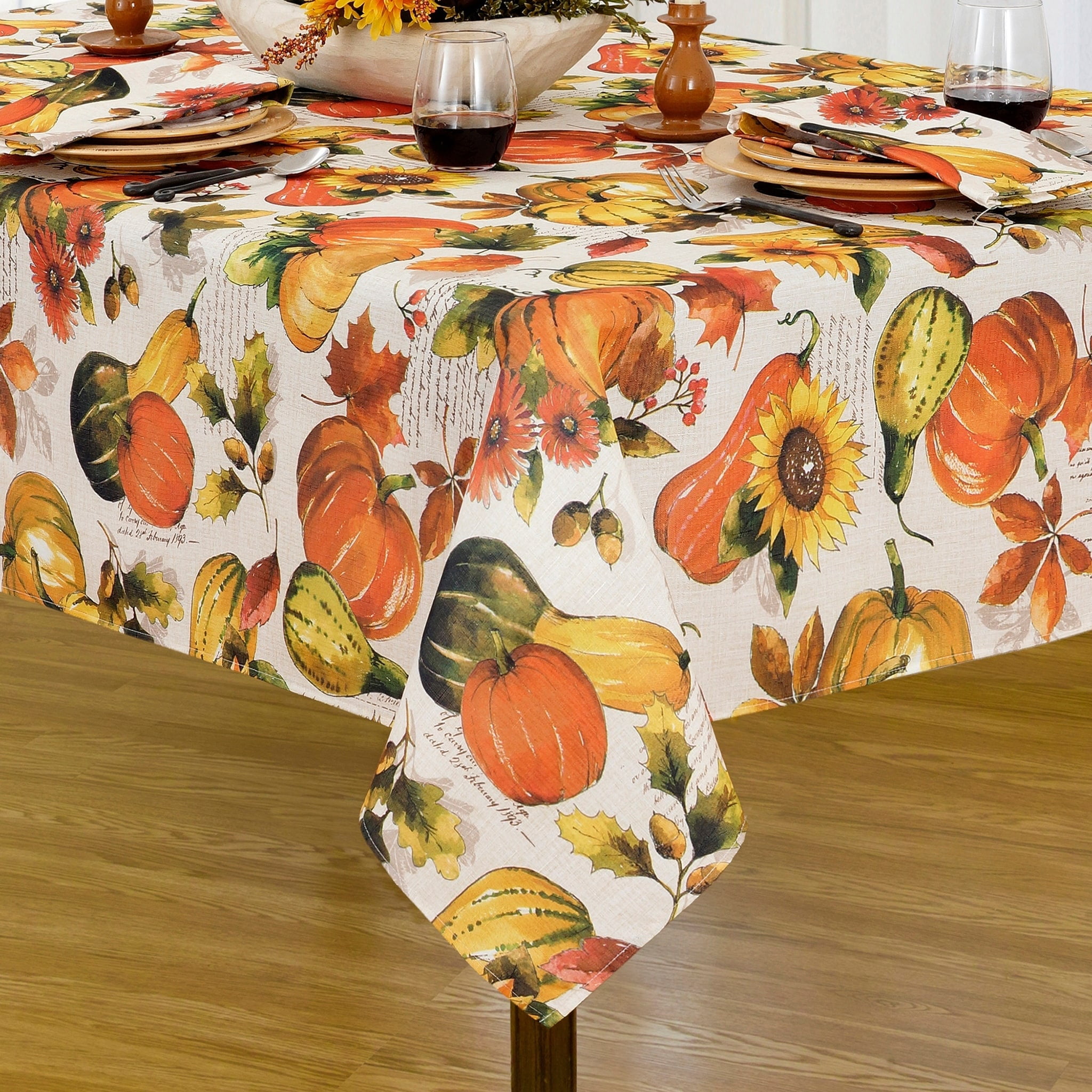 Assorted Sizes Polyester Fabric Tablecloths Fruits Harvest Multi-Color New 