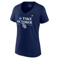 thumbnail image 2 of Women's Fanatics  Navy Tampa Bay Rays 2023 Postseason Locker Room V-Neck T-Shirt, 2 of 3