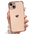 thumbnail image 1 of Funda de teléfono con forma de corazón para iPhone 14, color rosa, TPU, protección total, 1 of 3